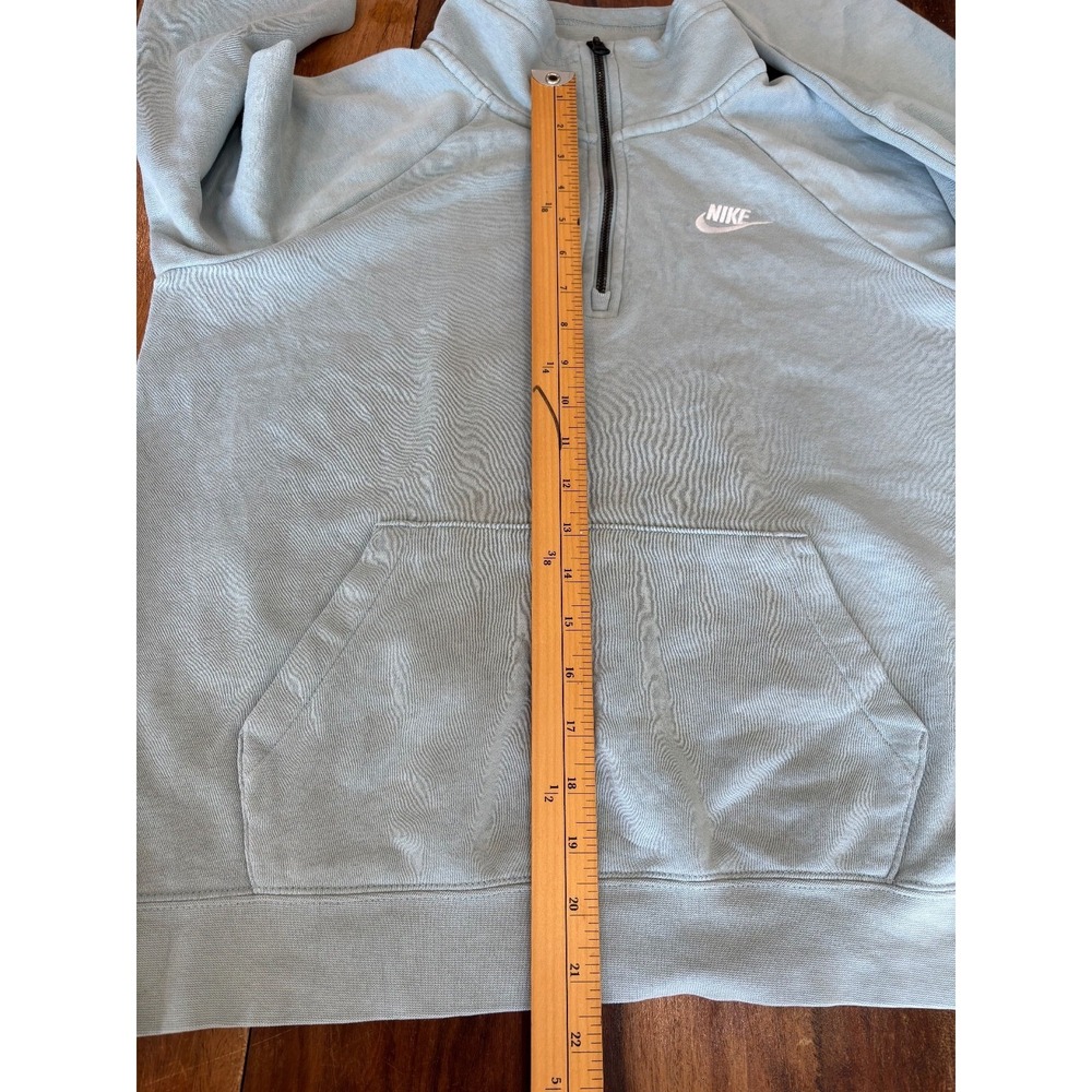 Nike swoosh logo Sweatshirt Blue Half Zip Sweatshirt Kangaroo Pocket womens' S - Picture 6 of 10